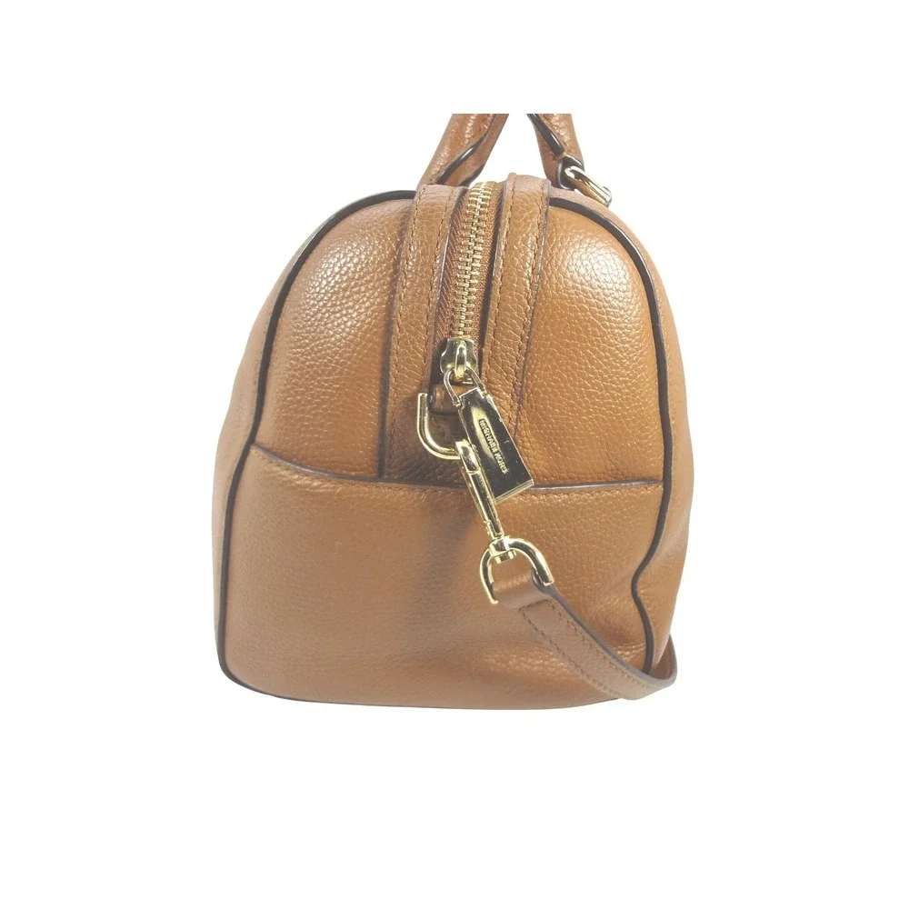 Michael Kors Mercer Medium Duffel Satchel Shoulder Bag Pebbled Leather Camel - Picture 5 of 8